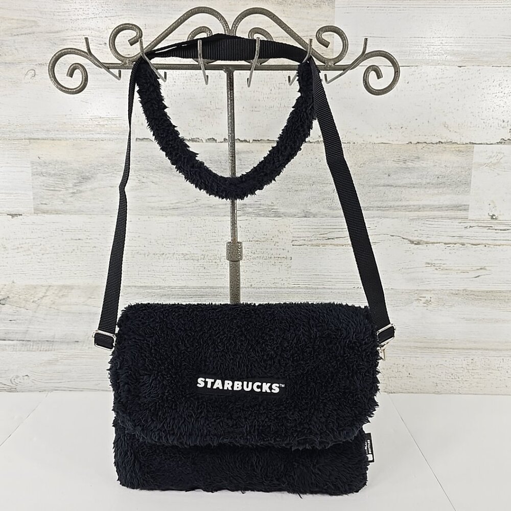 STARBUCKS PLANNER BLACK CROSSBODY BAG FABRIC MADE OF 14 PLASTIC BOTTLES 10.5X8IN